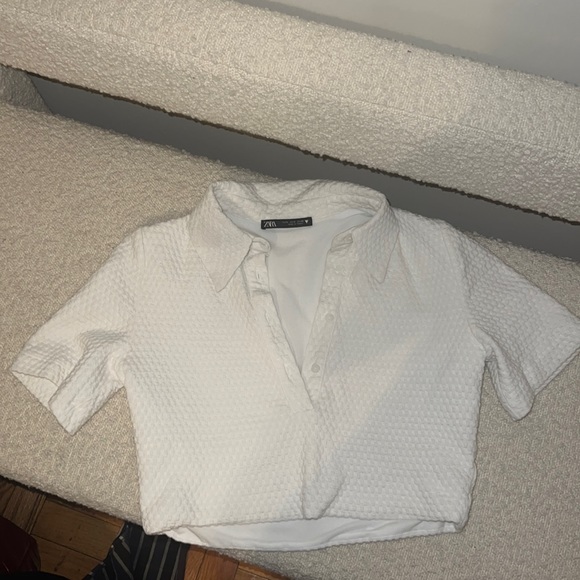 White Cropped Polo - Picture 1 of 3